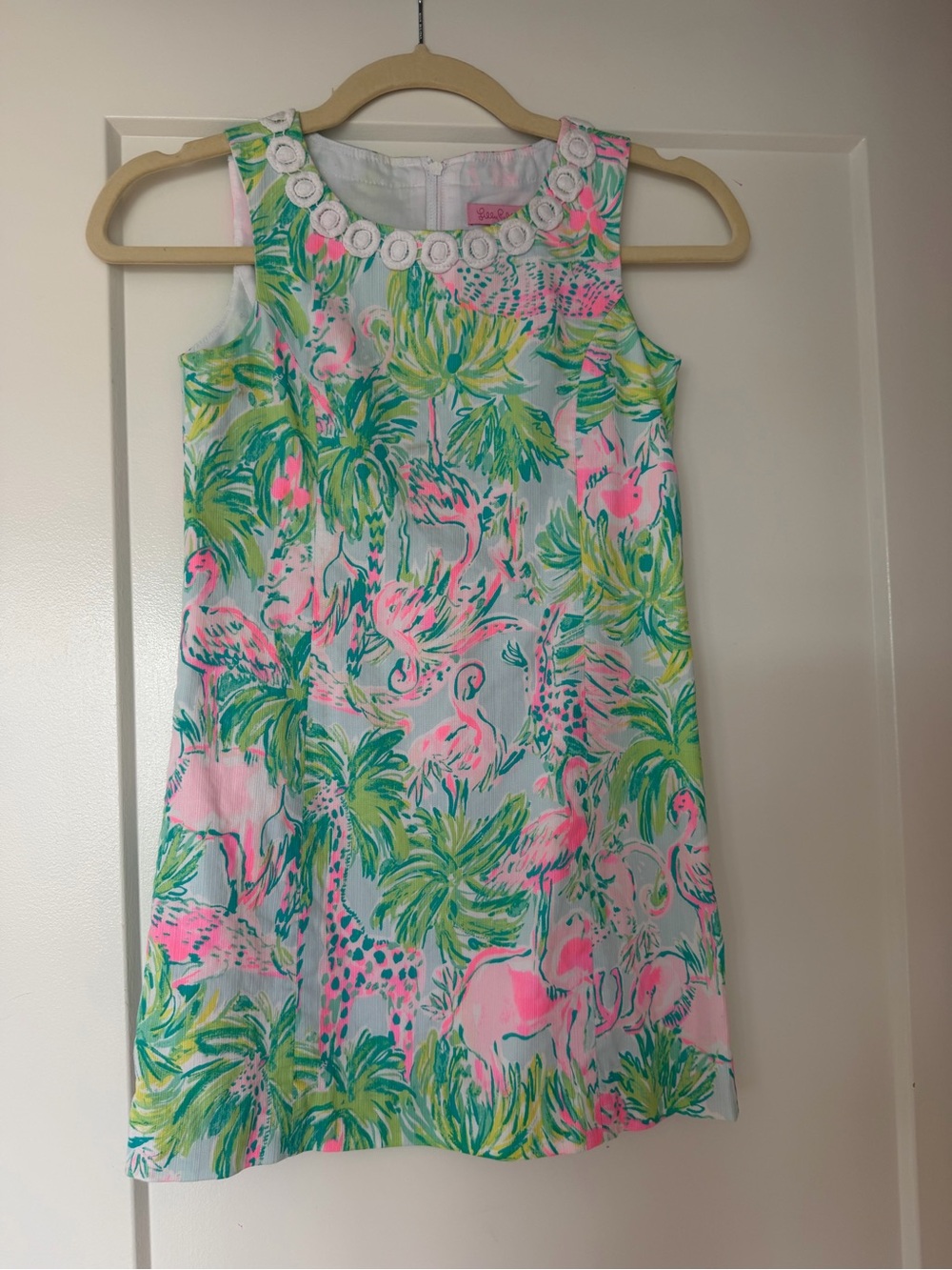Lilly Pulitzer Pink and Green Tropical Animal Shift Dress